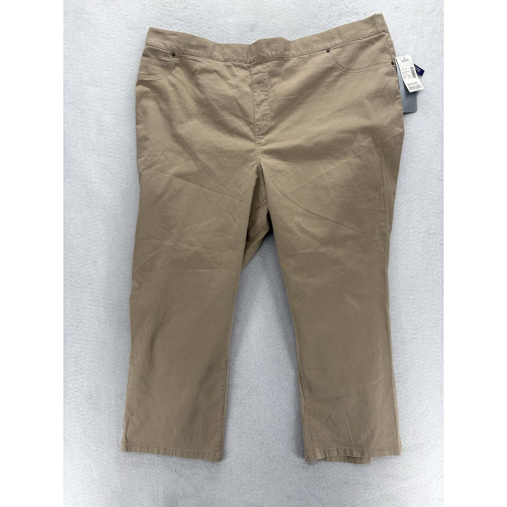 Catherines Timeless Fit Ankle Pants Womens 3XWP Petite Beige Pull On Stretch NWT